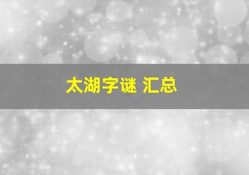 太湖字谜 汇总